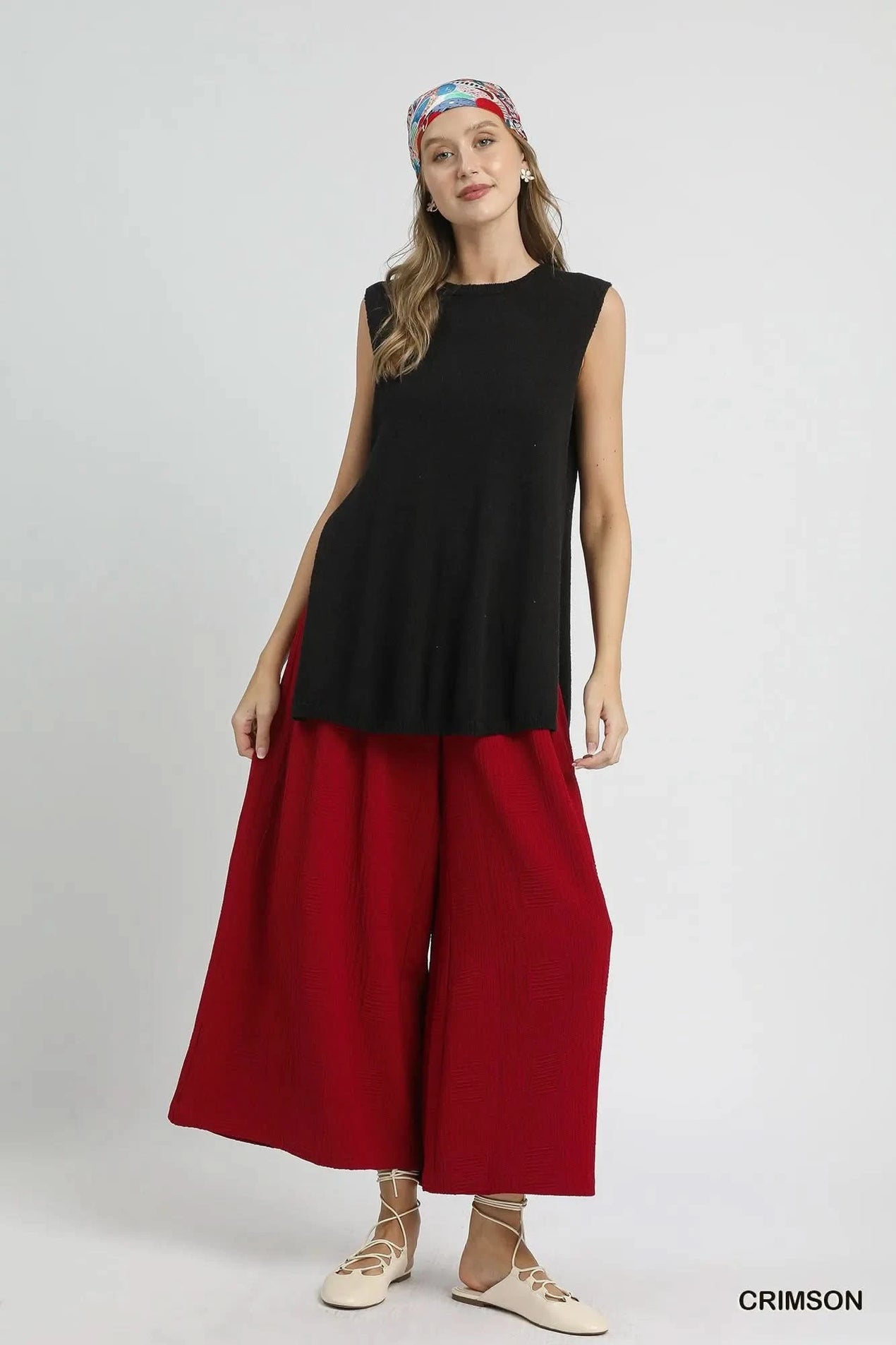 Umgee Elastic Waist Wide Leg Pants - SwagglyLife Home & Fashion